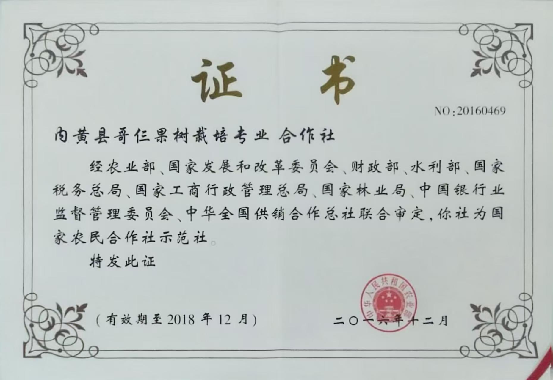 国家级农民合作社示范社